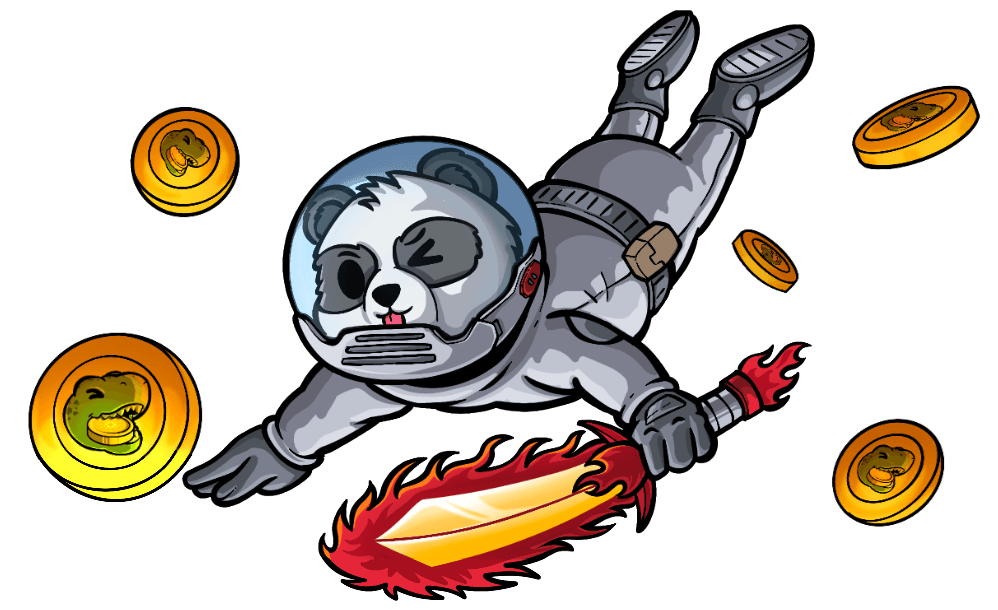 Floating Panda with Coins